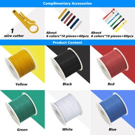 Hook up Wire Kit- HuLuWa 20AWG 0.52mm² Electrical Wire Flexible Wire kit 6 Colors(7 Meters/23Feet Each) for DIY RC Aircraft,RC Vehicle,Model Ships,Lamps,Household Appliances,Meters Ect.