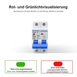 DC Circuit Breaker 2 Pole 500 V 16 A, DC Isolator Switch, Circuit Breaker, Circuit Breaker for Solar PV System, DIN Rail Mount