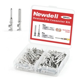 Newdeli 60 Pairs Deutsch Connector Pins and Sockets Stamped Contacts Size 16 Open Barrel Pin Connector Kit for 14-18AWG Wire - Male Pin Connectors 1060-16-0122 & Female Socket Contacts 1062-16-0122