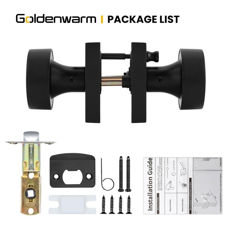 Goldenwarm Black Door Knobs, Matte Black Interior Door Knobs, Heavy