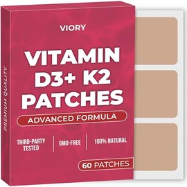 VIORY Parches D3/K2 (Paquete De 60): Parches Naturales Para Mujeres Y Hombres, Con Magnesio, Concentración, Energía, Reafirmación Y Apoyo Bariátrico, Fórmula Mejorada 1 Unidad (Paquete De 60)
