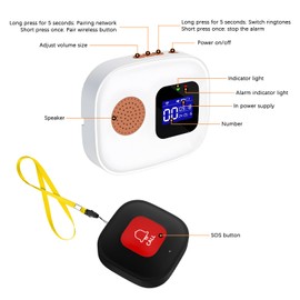 Wireless Caregiver Seniors Pager Alarm, Personal Alarms for Elderly, WiFi Wireless Caregiver Pager Call Button, 6 * SOS Emergency Call Button + 1* Receiver, For Patient/Elderly/Disabled