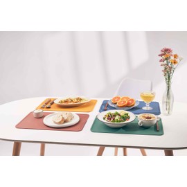 JUNO Silicone Placemat Set of 4 for Adults, Baby, Toddlers, Kids. Modern Design, Easy to Clean, Waterproof, Washable, Stain & Heat Resistant, Non-Slip, Food-Grade, 3mm Extra Thick