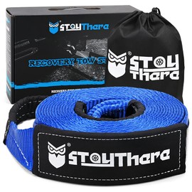 Stay There 3'' x 30 ft Recovery Tow Strap, Heavy Duty with 30,000 lb Capacity-Emergency Towing Rope for Recovery Vechiles-Storage Bag (Blue)