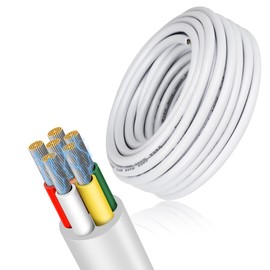 16 Gauge 6 Conductor Electrical Wire, 32.8 FT Low Voltage 16/6 Tinned Copper Stranded 6 Wire Cable, 16 AWG White Flexible Extension Power Cord for Automotive, LED Lamp, Outdoor Landscape Lighting Etc