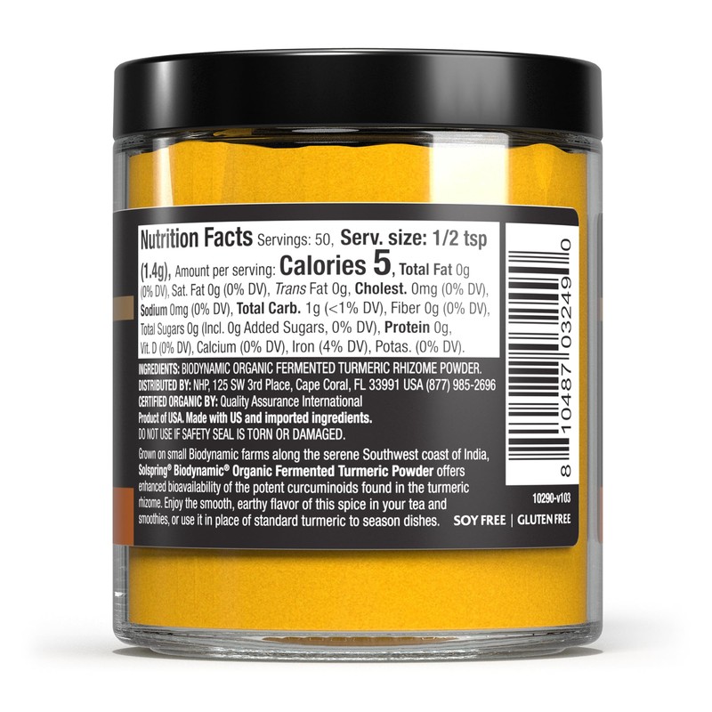 Dr. Mercola Solspring Biodynamic Organic Fermented Turmeric Powder, 2.40 Oz.