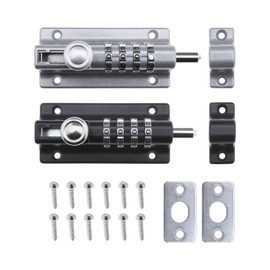 Create idea 2PCS 4 Digit Combination Password Locking Bolt Keyless Sucurity Slide Latch Heavy Duty Sliding Lockable Padbolt with Anti-Tamper Screws for Wooden Gates Black & Silver