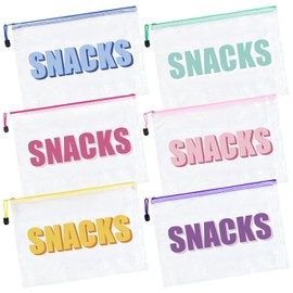 HUGNOW 6PCS Snack Bag for Travel Clear Zipper SnackPouch Waterproof Makeup Cosmetic Bags for Women Girls Clear Pouch for Essentials
