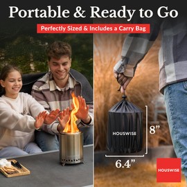 Houswise Smokeless Tabletop Fire Pit Outdoor - 8 Inch Mini Fire Pit, Wood Pellet Table Top Firepit, Portable Table Top Pit for Outside Patio, Small Pits Patio Heater Stove, Tabletop Firepit