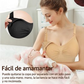 HomeChi Brasier de Lactancia para Mujer - Pack de 3 Sujetadores de Maternidad sin Ajustables Costuras para una Comodidad Óptima - Sujetador Inalámbrico Embarazo y Lactancia con Almohadilla Extraíbles