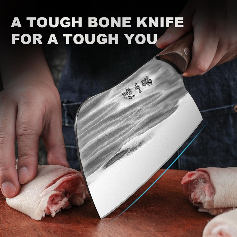 ZHANG XIAO QUAN SINCE 1628 Heavy Duty Butcher Knife, 40Cr13
