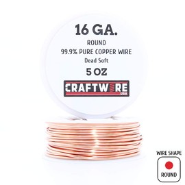 Solid Bare Copper Wire Round, Bright, Dead Soft, 43 Feet, 5OZ 16 Gauge (Choose 10 to 30 ga.)