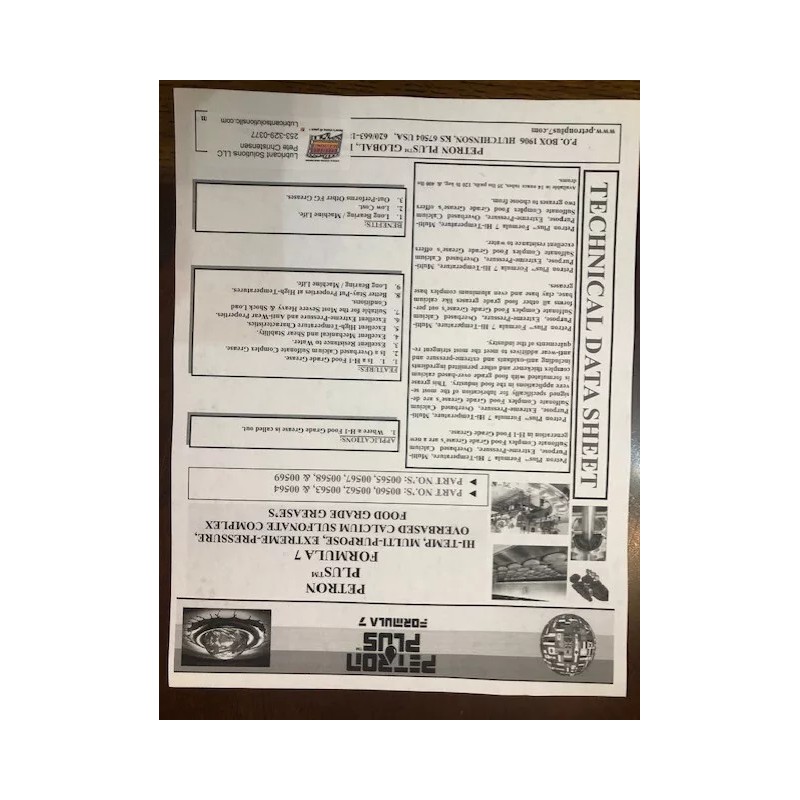 Petron Plus Formula 7 Food Grade Grease; 2 in an