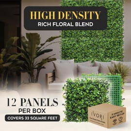 Artificial Tropical Grass Panels - 20x20 inch 12 pcs 33 sq ft - Anti-UV Faux Green Wall Panel for Backdrop Wall, Indoor Outdoor Privacy Hedge Plant Wall Décor for Birthday, Wedding & Event Decor