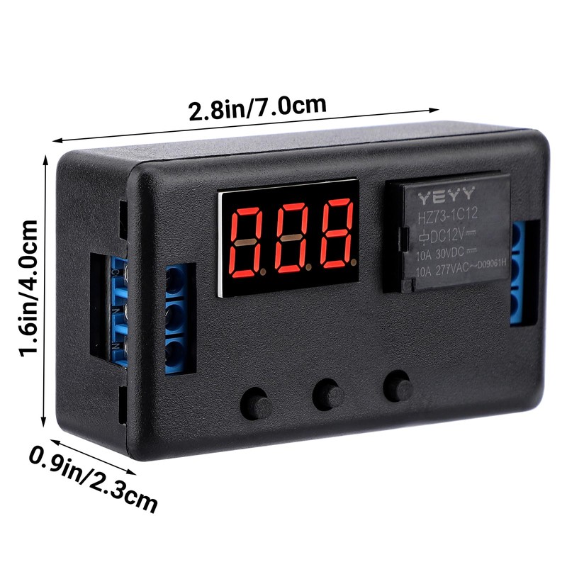 DROK 12V Timer Relay, LED Display 4-Mode On-Off Automotive Time
