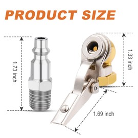 MACHSWON 2pcs 1/4" FNPT Ball Foot Air Chuck with Clip for Truck Car Tire Hose Tool Clip On Ball Filler Air Chuck Air Compressor Accessories