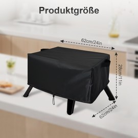 Pizza Oven Cover, Weatherproof Dustproof, 420D Oxford Fabric, Double Buckle and Pull Cord Design, Robust and Durable Pizza Oven Accessories, Upgraded Protection (62 x 62 x 28 cm)