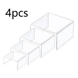 Gativs Acrylic Shelf 4 Pieces Acrylic Display Risers Clear Acrylic Organiser Showcase U Stand Acrylic Display Stand Clear Riser Shelf Display Cabinet Acrylic Pedestal