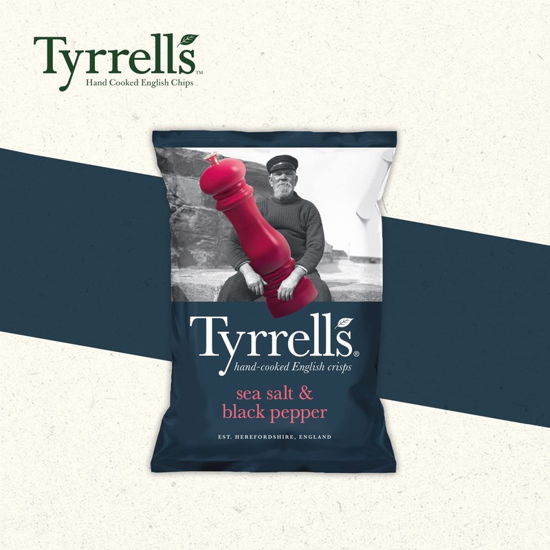 Tyrrells Chips Sea Salt & Crushed Black Pepper 150 g
