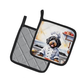 Caroline's Treasures Bernedoodle The Chef Pair of Pot Holders Kitchen Heat Resistant Pot Holders Sets Oven Hot Pads for Cooking Baking BBQ, 7 1/2 x 7 1/2