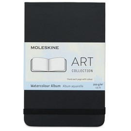 Moleskine 9 x 14 cm Pocket Art Collection Watercolour Album, Sketchbook Hard Cover and Elastic Closure Paper Suitable for Water, Colours and Watercolour Pencils, Colour Black, 60 Pages