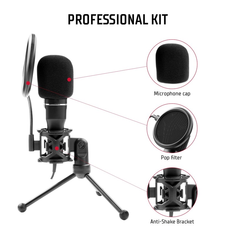 iTek M100 Condenser Microphone - USB, Tripod, Pop Filter and