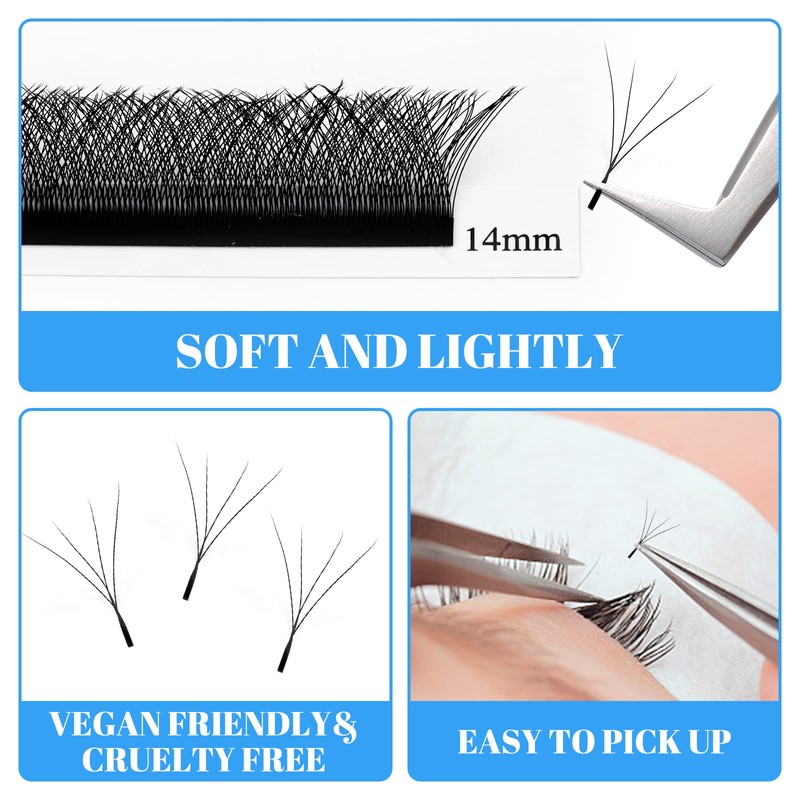 GEMERRY Volume Eyelashes, 5D Pre-Fanned Eyelash Extensions, Easy Fan Lashes,