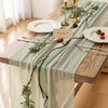 Keketoarrange Sage Green Spring Easter Cheesecloth Table Runner 120 Inch