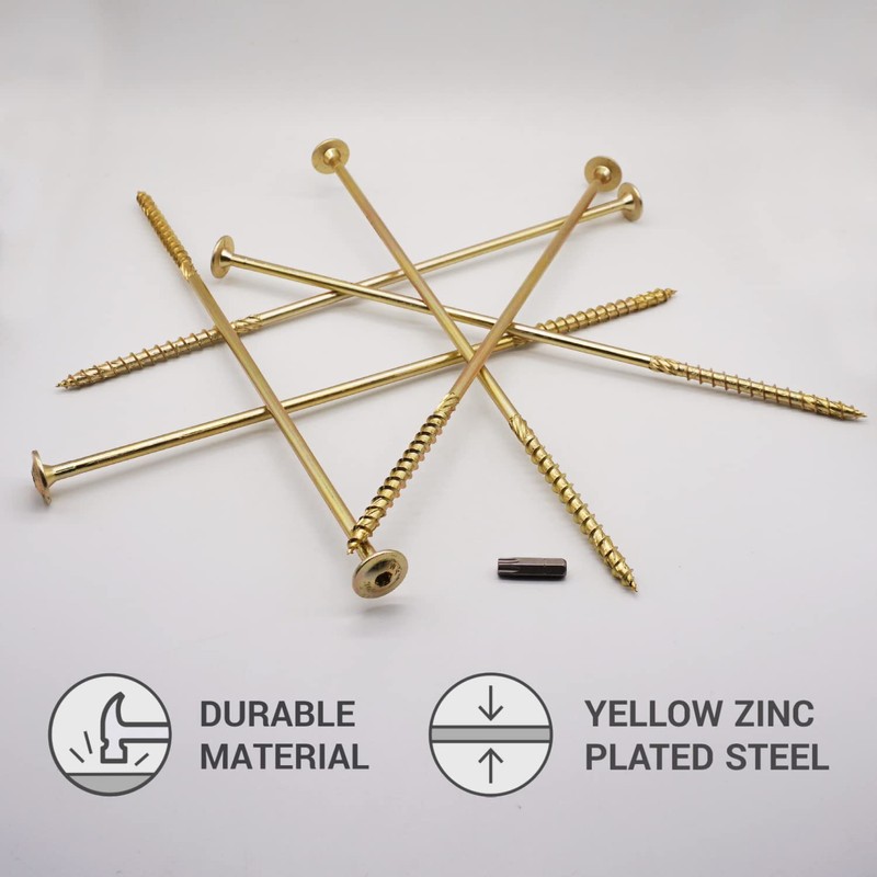 (Pack of 4) Galvanised Steel 8.0 x 300mm Yellow Wood