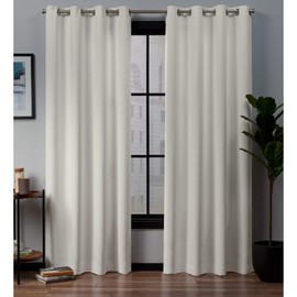 Exclusive Home Curtains Academy Total Blackout Grommet Top Curtain Panel Pair, 52x96, Ivory