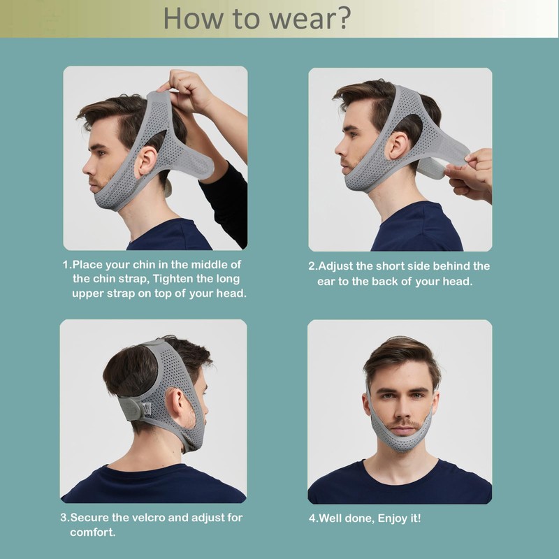 Yootar Chin Strap for Cpap Users, 2 Pack Black &