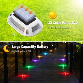 VOLISUN Solar Driveway Lights Dock Deck Lights 8 Pack,9 Colors in 1 Led IP67 Waterproof Outdoor Warning Step Light for Driveway Sidewalk Pathway RGB