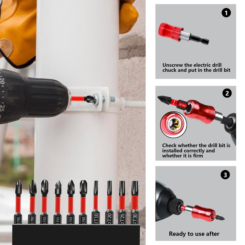 40 pcs Impact Screwdriver bit Set with Rugged housing, S2