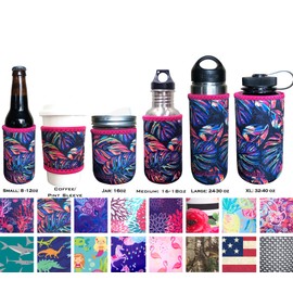 Koverz XL Neoprene 32-40 oz Water Bottle Insulator Cooler Coolie - XL Tropics