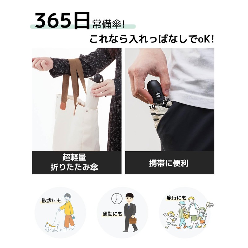 Ultra-Lightweight Umbrella, Weighs 6.7 - 7.9 oz (189 - 199