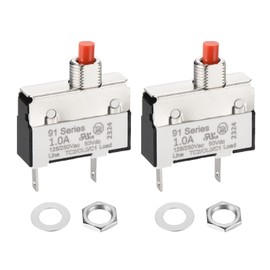DMiotech 1A Thermal Circuit Breaker Switch 125/250V AC 50V DC Push Button Manual Reset Overload Protector for Upright Vacuum Cleaner Juicer Meat Coffee Grinder,2 Pcs
