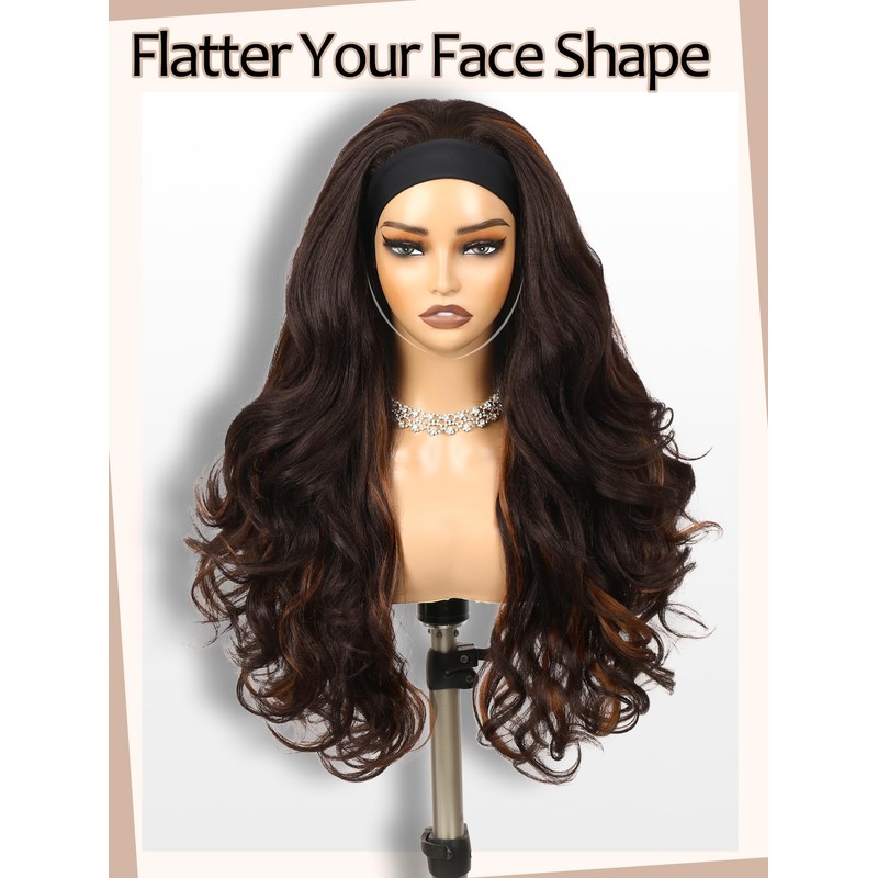 Long Yaki Curly Headband Wigs For Black Women Half Wig