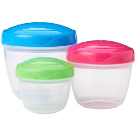 Sistema TO GO Snack 'n' Nest Food Storage Containers Set, 150ml, 305ml, 520ml, Small Nesting Storage Containers, BPA Free, Mixed Colours, Pack of 3