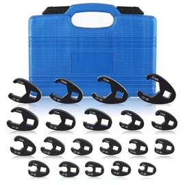 Crow foot Flare Nut Wrench Set 19pc 3/8 1/2in Drive Ratchet Extension Large Tool