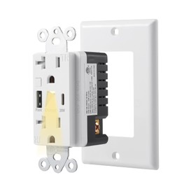 Suplevel 20AMP USB PD Outlet with Night Light, 20W Type-C & Type-A Power Delivery in-Wall Fast Charger, 3000K LED Warm Night Light, Tamper Resistant Wall Outlet, ETL Listed