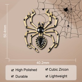 YOQUCOL Golden Spider Shape Brooch Pins for Women Black Cubic Zirconia Crystal Rhinestone Spider Shape Brooch