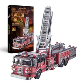 Piececool 3D Puzzles for Adults, Ladder Truck Metal Model Building Kit, Challenging 3D Puzzle DIY Assembling Crafts Great Gifts