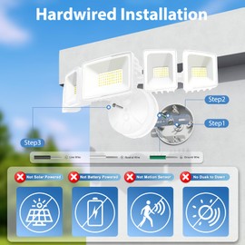 SZPOWER 120W Outdoor LED Flood Light, 5 Heads Exterior Security Lights, 6500K Super Bright Floodlight Fixture Waterproof IP65, Outside Flood Lights for House, Backyard White