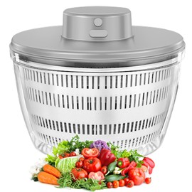 Electric Salad Spinner,Automatic Salad Rotator,USB Chargeble Lettuce Spinner- Easy Water Drain System,Lettuce Cleaner and Dryer for Home Kitchen Washing & Drying Leafy Vegetables (White)
