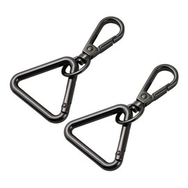 TANJUN 2pcs Double Opening Swivel Snap Hook Lobster Clasp Spring Clip Triangular buckle with Ring for bags Backpack strap (S, Black)