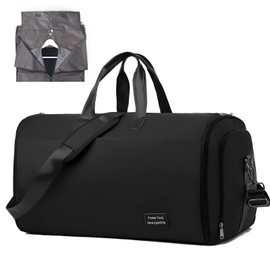 Outplea 47L Garment Bags Men Women, Large Convertible Garment Duffle Bags, Multipocket Suit Bag with Shoulder Strap, 2 in 1 Hanging Suitcase Travel Bags for Business Trip Weekend Overnight, Black