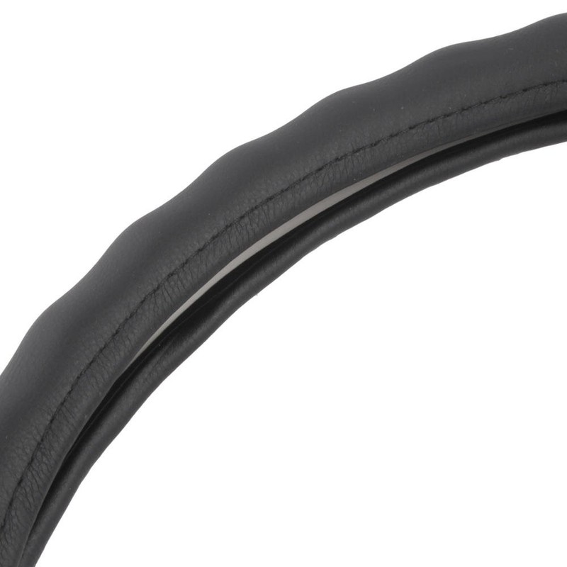 BDK SW-899-LK Black Leather Car Steering Wheel Cover Large Size