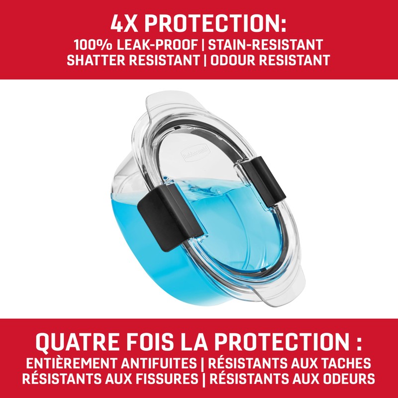 Rubbermaid Brilliance Round Leak Proof Food Storage Containers, 3.5 cup