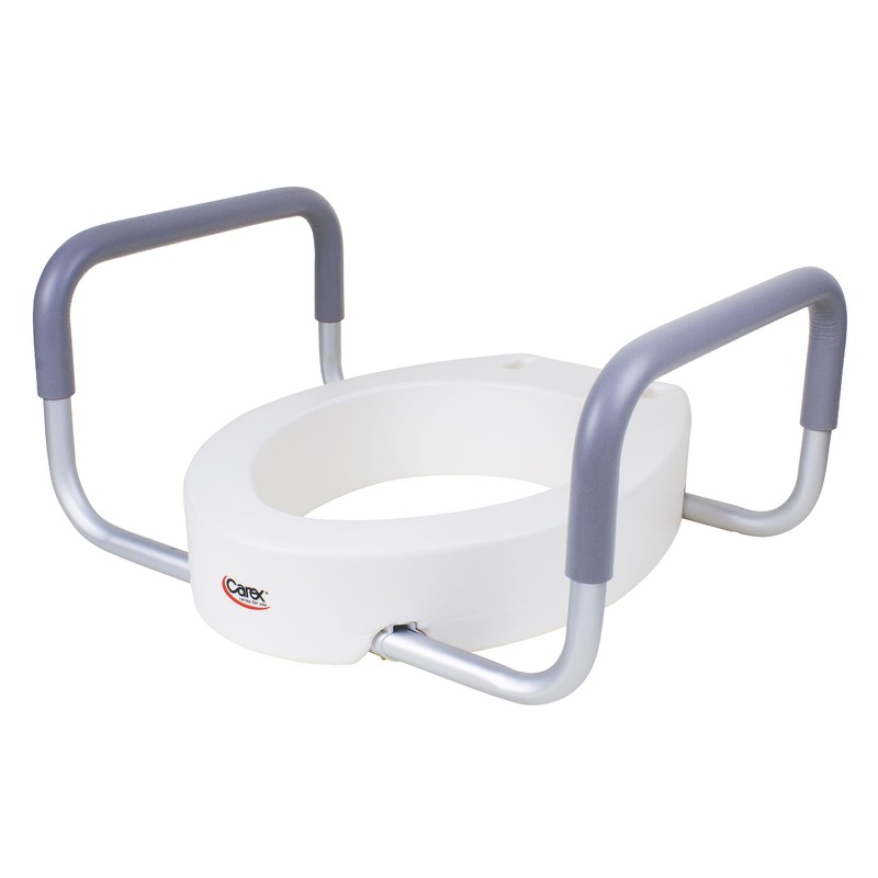 Carex 3.5 Inch Raised Toilet Seat with Arms, Elongated Toilet