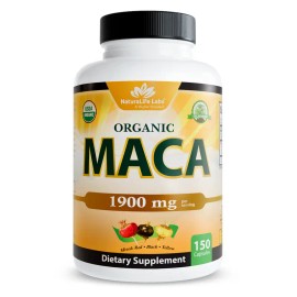 Organic Maca Root 1900mg – 150 Veggie Capsules, Supports Energy, Hormonal Balance, and Stamina, Vegan, Non-GMO, Gluten-Free Supplement